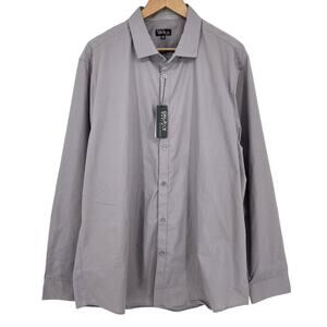 GALAXY BY HARVIC NWT Men's Long Sleeve Button Shirt Grey Size XL Business Casual